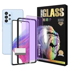 【硬度10H】 対応 Galaxy A53 5G ガラスフイルム ブルーライトカット ガイド枠付き 【2枚セット- AGC旭硝子】 SC-53C SCG15 フイルム 目の疲れ軽減 ギャラクシーA53 5G 液晶保護フィルム 強化ガラス 【 日本旭硝子素材採用