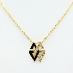GIVENCHY ジバンシー Gロゴ ラインストーン GP/エナメル ネックレス ゴールド/ブラック K07-k096