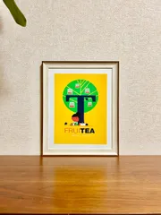 新品☆額縁付アートポスター☆Spencer Wilson（スペンサーウィルソン）☆自転車☆イラスト画家☆Fruitea☆カフェ☆フルーツティー☆334☆