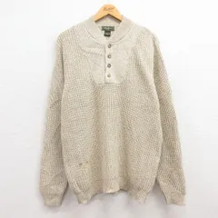 XL/古着 エディーバウアー 長袖 セーター メンズ 無地 コットン ヘンリーネック ベージュ他 カーキ 24oct19 中古 ニット トップス