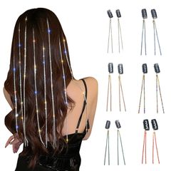 エクステ エクステ ワンタッチ ウィッグ 50cm 髪飾り チェーン 簡単取付け クリスタル カラフル 2本入り キラ キラ (シルバー) ヘア