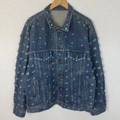 BALL ボール デニムジャケット Gジャン ラインストーン インディゴ メンズ 古着 Y2K　ダメージ加工　アメカジ　ストリート