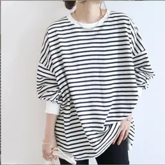 トレーナー レディース 長袖 Tシャツ ボーダー トップス スウェット カットソー ロングtシャツ 秋 冬 ラウンドネック モックネック プルオーバー インナー 無地 ストライプ シャツ 母の日 shenshi43