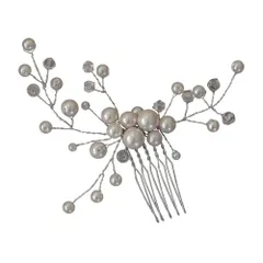 シルバー / 40260 ヘア アクセサリー パール ビジュー 髪飾り クリップ ピン コーム ヘッドドレス 結婚式 披露宴 2次会 1.5次会 30代 ショート 小さめ シルバー ブルー シェル まとめ髪 グッズ 女性 かわいい 前髪 CMT40260 (S