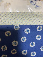 ルシアン　カットクロス　ブルー　ローズ　花柄 ハギレ　ドット　カントリー