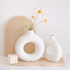 【特価】 Hyindoor花瓶 陶器 北欧風 2個入 フラワーベ ク 花瓶 一輪挿し インテリア装飾 プレゼント ホワイト 529
