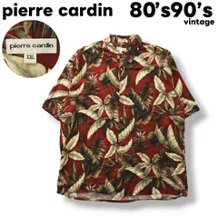 【ビッグサイズ】 80s90sヴィンテージ ピエールカルダン pierrecardin ボタニカル柄 レーヨン アロハシャツ XXL レッド メンズ