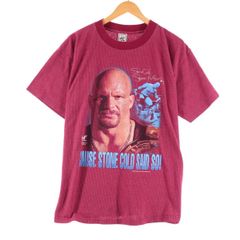 古着 90年代 SAVVY WWF Stone Cold Steve Austin ストーンコールドスティーブオースティン スポーツプリントTシャツ USA製/eaa245504