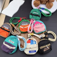 キーポーチ イヤホンポーチ イヤホンケース リュック飾り ミニリュック 小銭入れ 収納袋 小物入れ 携帯用 持ち運び ソフト  小物整理 コンパクト シンプル ロゴ ブラック おしゃれ ミニポーチ コインケース アクセサリー入れ ジュエリ