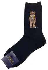 未使用  ポロ ラルフローレン ソックス　靴下　ポロベア　23-25cm ネイビー レディース オーガニックコットン混 べア　クルー丈 POLO RALPH LAUREN