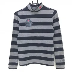 パーリーゲイツ 長袖ハイネックシャツ ネイビー×グレー ボーダー ストレッチ レディース 1(M) ゴルフウェア PEARLY GATES