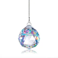 新品 国内正規品 サンキャッチャー 水晶 クリスタルプリズム 上品 厳選 透明度が高い ハンギングシャンデリア ウィンドウサンキャッチャー用 インテリア用 多面カットで虹色の光を演出 装飾用ガラスオブジェ クリスマス 撮影 開運 金属チェーン付き (NO.11