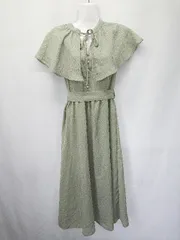 ◇ ◎ SpRay スプレイ ドット 水玉 ノースリーブ 膝下丈 ワンピース サイズＭ グリーン系 レディース E  【1505290031523】