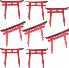 nijimomo ミニチュア鳥居 ジオラマ 10個 8個 神社 小物模型 工作 和風 アクアリウム(レッド,  3x3.8)のサムネイル