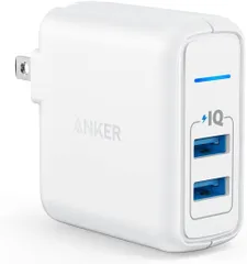 ホワイト コンパクト 2ポート USB急速充電器 PSE認証済 PowerPort 2