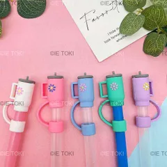 紙吹雪カップ 麦わらカバー ダストキャップ ストロートッパーアクセサリー用の再利用可能なストローのヒント 30 40 10mm 5個に適合