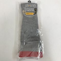 Ja-vie　ジャヴィ　綿混着圧ハイソックス　グレー×オレンジ　M　23-25㎝