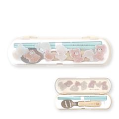 【新品】《激安！》CRUX クマちゃん好き必見！『タロチャンズ コンビセット』 人気かわいいおしゃれおすすめプレゼントギフト箸スプーンカトラリーセット食洗機OK抗菌音がなりにくいお弁当給食ランチ保育園幼稚園小学生プレゼント白ホワイト茶色ベージュ水色
