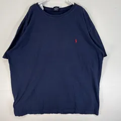 古着 90's/90年代 ポロバイラルフローレン Polo by Ralph Lauren 半袖Tシャツ ロゴ 刺繍 クルーネック L  ネイビー 無地 メンズ