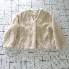 ◇ ⊇ LOWRYS FARM ローリーズファーム ノーカラー 長袖 ボアブルゾン サイズＭ ベージュ系 レディース E  【1508060001153】