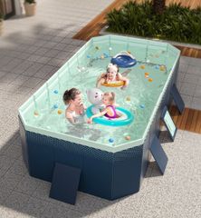 ビニールプール 空気入れ不要 八角形構造 大型 家庭用 折り畳み フレームプール 子供用 簡易 収納便利 水遊び（XLサイズ，300CM x 165CM X 55CM)