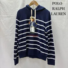 POLO RALPH LAUREN ポロラルフローレン パーカー 長袖 ポロベア―プリント 鹿の子プルオーバーフーディー パーカー ボーダー navy S