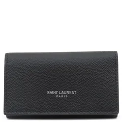 サンローラン SAINT LAURENT キーケース ロゴ レザー ブラック シルバー金具 黒 鍵入れ 4連  685557  【箱】【中古】