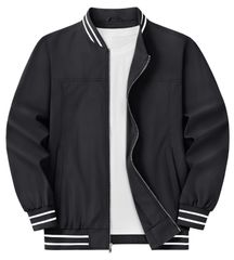 Size:S_Color:ブラック [KEFITEVD] アウター メンズ 春 ジャケット 薄手 スタジャン 大きいサイズ ブルゾン 軽量 ビジネス 防風 ジャンパー 黒 無地 パイロットジャケット ブラック S