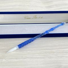 GlassPen ガラスペン 【中古】 直径約17.5cm ペン先約3cm ブルー 筆記用具 文房具/600125