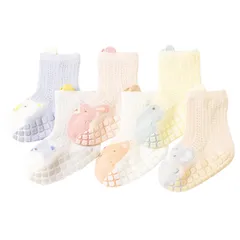 【特価セール】靴下 夏用 ベビー 赤ちゃん ソックス 綿 可愛い [MOMSMENU] 滑り止め付き 履きやすい 6足セット