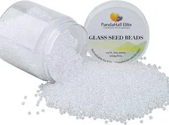 PandaHall Elite 約6000個/箱 2mm直径 11/0 シードビーズ 丸小ビーズ 糸通しビーズ アクセサリーキット ランウドビーズ ガラスビーズ 手芸用品 透明色( クリア)