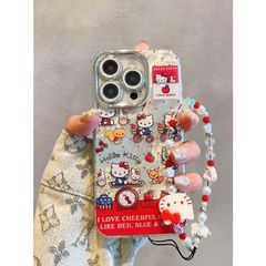 ストラップ付き キティ スマホケース iPhone16 シルバー アイフスマホケース キティ携帯ケース カバー iPhone15 iPhone14/Pro/Promax iPhon