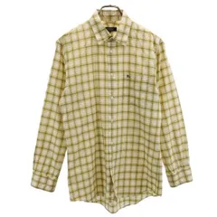 バーバリーブラックレーベル 日本製 三陽商会 チェック 長袖 シャツ 40 イエロー系 BURBERRY BLACK LABEL ロゴ メンズ 【中古】  【230930】 メール便可