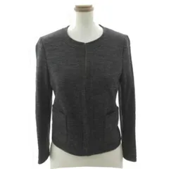 23区 オンワード樫山 ジャケット ノーカラー 起毛 日本製 ウール混 グレー 32