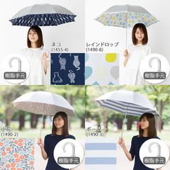 日傘 コンパクト長傘 晴雨兼用 シルバー/プリントA 50cm×8本骨 UVカット 遮熱 ショート傘 LIEBEN-1490（LIEBEN-1477）