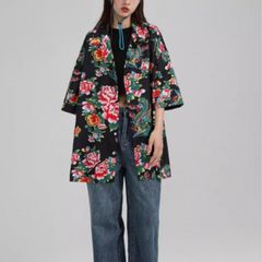 レトロ 花柄プリント シャツ レディース 半袖 花柄シャツ レトロ柄 トップス プリントシャツ 韓国ファッション ストリート 柄シャツ 派手 個性的