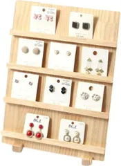 Asdays アクセサリースタンド ディスプレイ 収納 ピアス ジュエリー マルシェ棚 ディスプレイラック おしゃれ 木製(ライトブラウン,  4段：30x40cm)