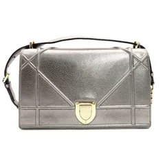 ディオール DIOR ディオラマ チェーン ショルダーバッグ シルバー レザー クロスボディ 7-9-089