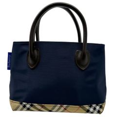 Burberry’s(バーバリーズ) Mini boat-shaped tote bag ミニ 舟形 トート バッグ ハンドバッグ ネイビー×ベージュ
