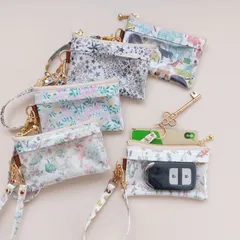 mini キーケースリバティ キーポーチ　キーケース   パスケース　スマートキーケース、カードキーケース、ラミネート生地で丈夫*°