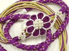 平和屋着物●和装小物　振袖用帯締め　装飾　つまみ細工　パール　金糸　撚り房　逸品　未使用　AAAV5891ay