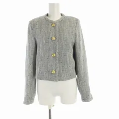 ザラ ZARA ノーカラージャケット ショート丈 総柄 金ボタン USAXS 青 ブルー 白 ホワイト 2667631400 /ROのサムネイル