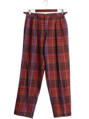 【お得なクーポン配布中!】 90s ポロ ラルフローレン チェック スラックス パンツ レディース M 程 オールド ウール ツータック アジャスター テーパード ストレート