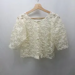 ◇ ⊂Φ continuer de NICE CLAUP 花柄 シアー 半袖 カーディガン サイズF アイボリー レディース E  【1503060047385】