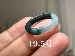 L11-112 氷糯種 深黒青 薄グレー 19.5号 天然グアテマラ産 A貨 本翡翠 くりぬき リング