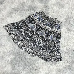 ■【良品】ひざ丈巻きスカート【F】総柄  レア  レディース  青系  ブルー  一点もの  【送料無料】のサムネイル