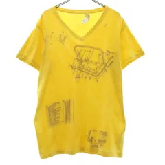 ディーゼル プリント 半袖 Vネック Tシャツ L イエロー DIESEL メンズ 古着 【231121】 メール便可