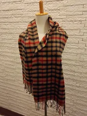 ウールマフラー　チェック　茶系