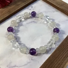 水晶 ムーンストーン アメジスト 天然石 パワーストーンブレスレット 8mm（カット水晶）レディース 女性  数珠ブレス 開運 プレゼント ギフト  [7]