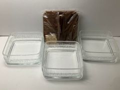 ガラス製三段重箱　木製ふた付　ガラス重　たまがき